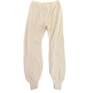 Morgan Mills Thermal Pants Waffle‎ Knit Base Layer Off White Cotton Blend Men XL